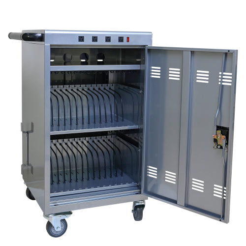 Mobile Charging Cart And Cabinet For Tablets Laptops 35-Device  B30PLUS -Silver