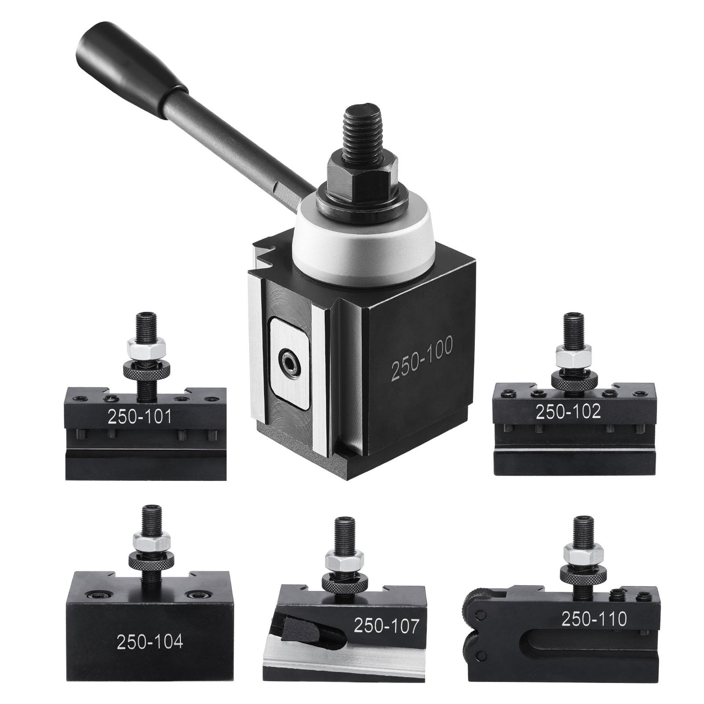 Quick Change Tool Post Set, 6 Pcs, Includes Lathe Tool Holders, Wedge Type Tool Post With Turning Tool Holder Accessories, Fit For Mini Lathe & Metal Lathe 6"-12" Swing, Durable Steel Material