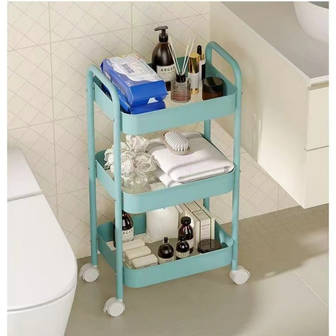 3-Tier Trolley On Wheels - Storage Cart For Kitchen, Beauty Salon, Bedroom, Bathroom And Office - Multi-Functional Mobile Storage Cart