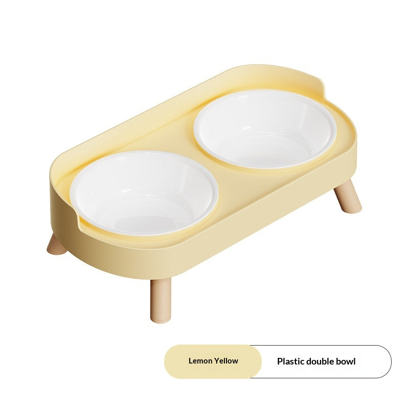 Dual-bowl Spill-proof Water-and-food-in-one Cat Bowl