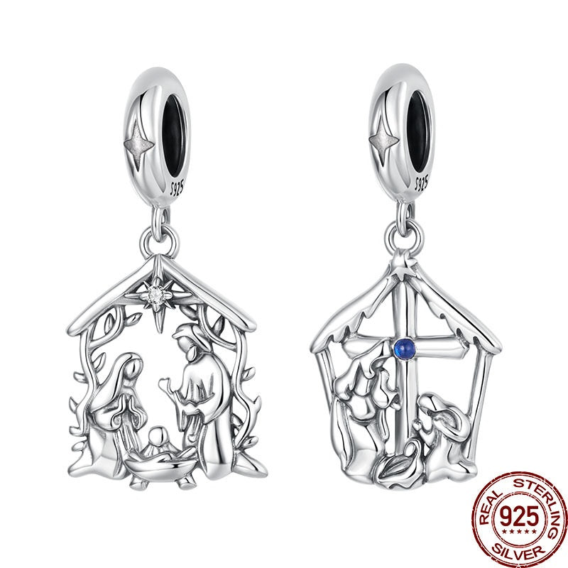 Pendant S925 Sterling Silver Happy Family DIY Jewelry Accessories Beading