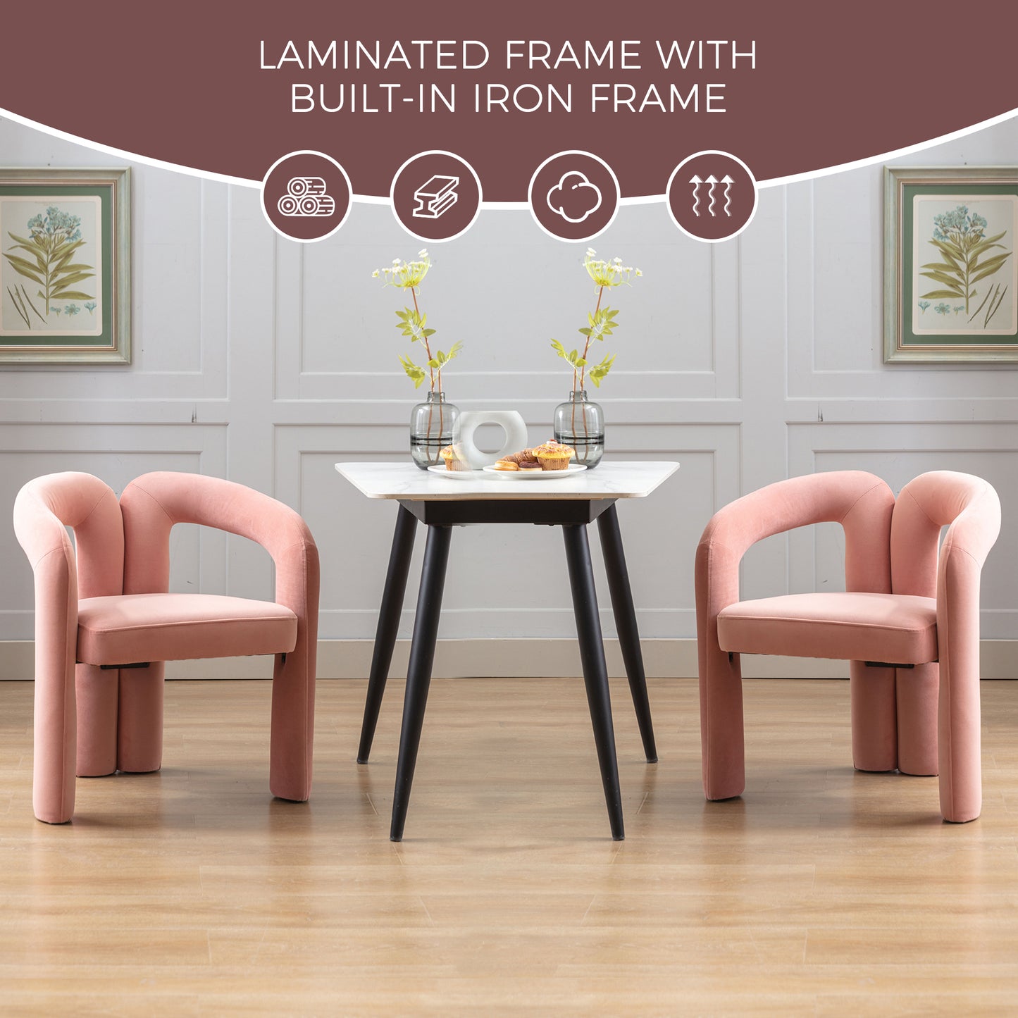 Contemporary Designed Velvet Fabric Upholstered Accent Dining Chair  Barrel Side Chairs Kitchen Armchair For Living Room Set Of 2   Velvet