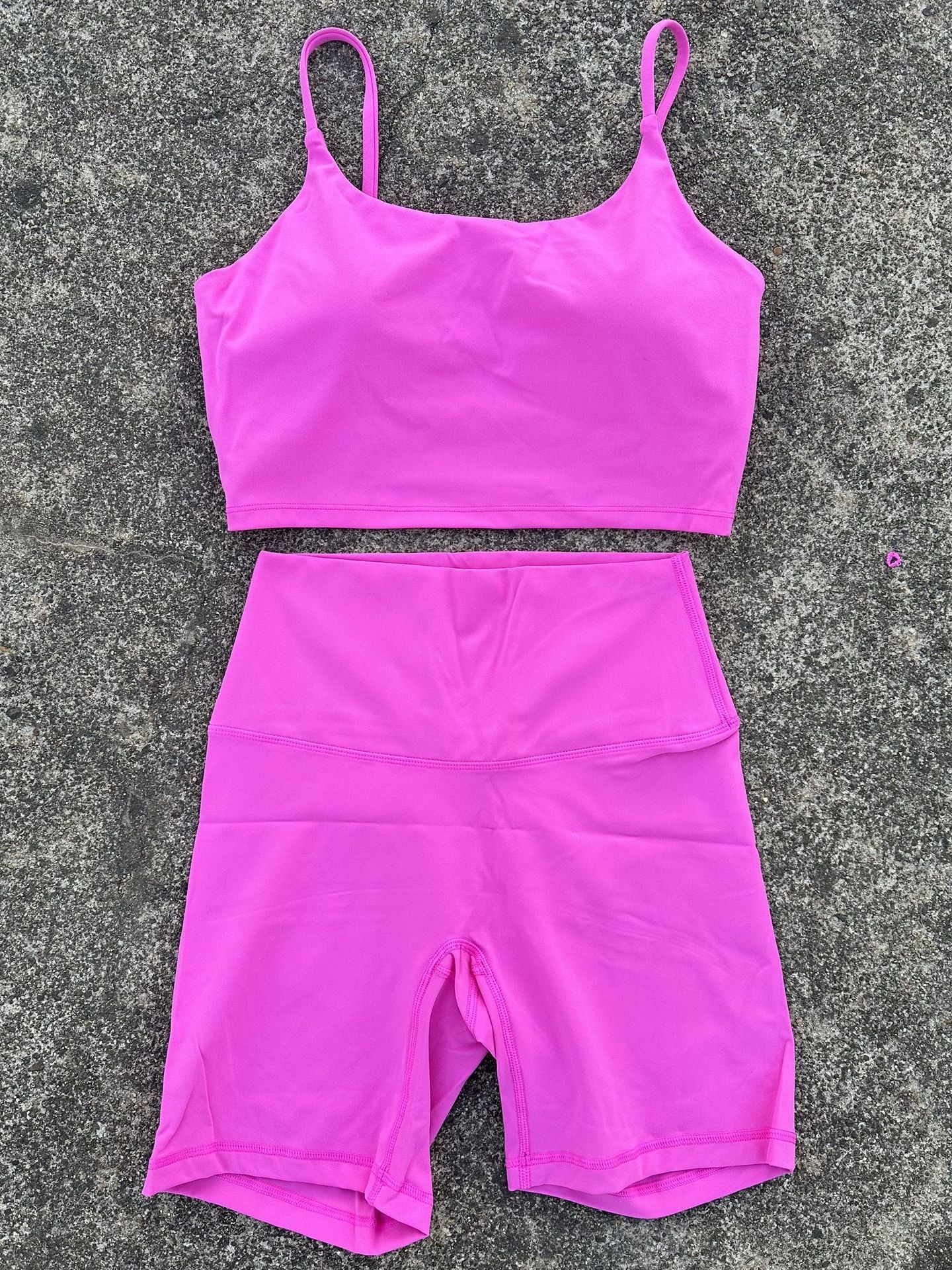 Womens Fitness Yoga Top And Brushed Cycling Shorts