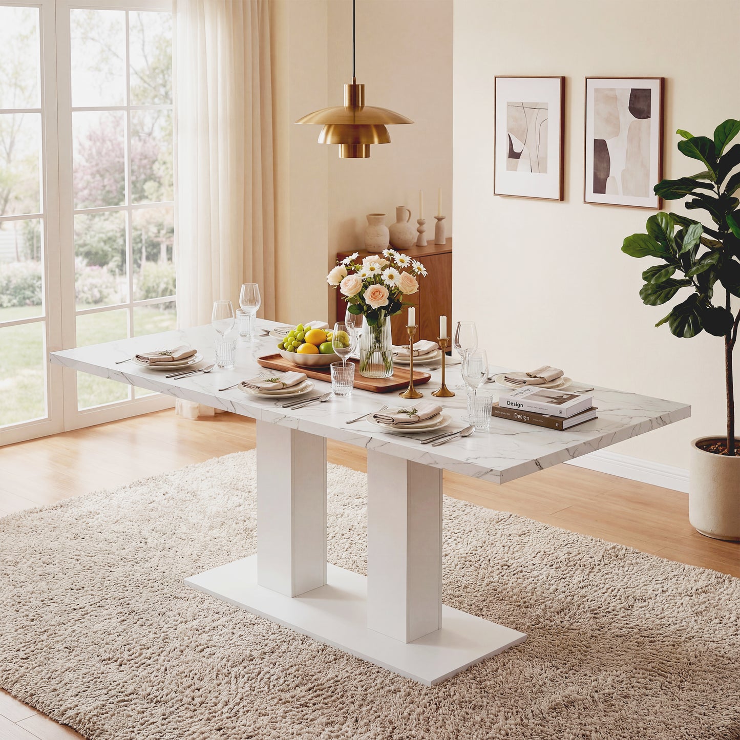 Extendable Dining Table, 140 180x70 Cm, Suitable For 6-8 People, Rectangular Shape, Thickened Table Top, Simple Style, Table For Dining Room, Kitchen, Living Room, White