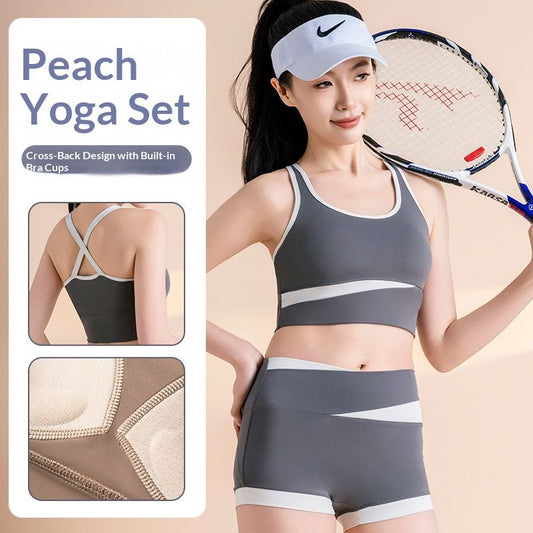 Summer Short Tight Fashionable Suit High Waist Naked Feeling Training Running Sports Fitness Yoga Clothes Quick Dry Beautiful Back