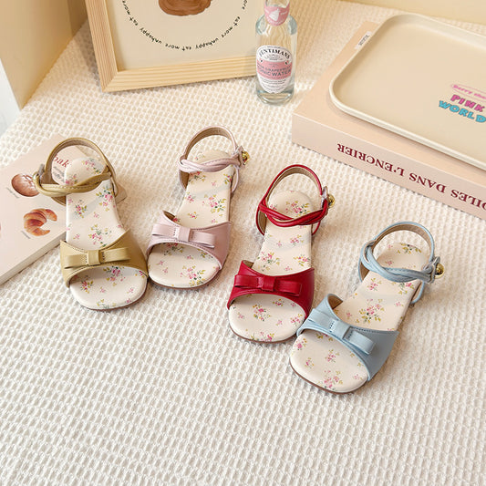 Summer New Korean-style Girls Princess Shoes With A Bow And A Strap Across The Foot