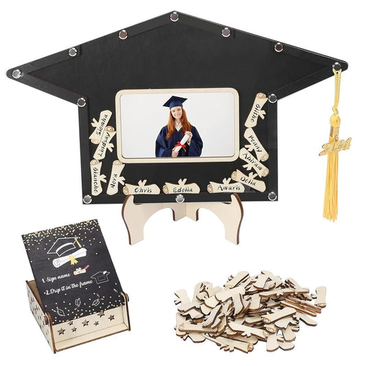Graduation Photo Frames, Wooden Photo Frames, Graduation Guest Books, Photo Frames With Graduation Caps, Graduation Gifts, High School Graduation/college Graduation/bachelor's Degree