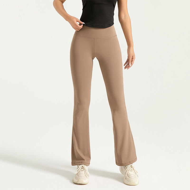 High-waist Lifting Yoga Flared Pants, Nude Sensation Fitness Breathable Sports Leggings