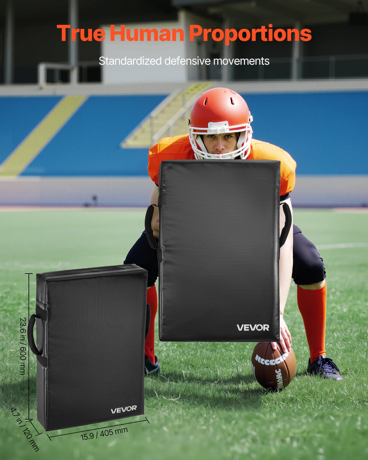 Football Blocking Dummy, 24x16 In Blocking Pads, Kick Shield Pad With Handles, High-Density Sponge Tackle Dummies, Heavy Duty Training Equipment For Basketball Hockey Lacrosse, Black, 2PCS
