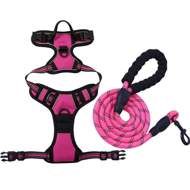 Multi-layer All-in-one Pet Dog Harness and Leash Set - Durable Nylon Walking Rope for Small Medium Large Dogs Outdoor Training