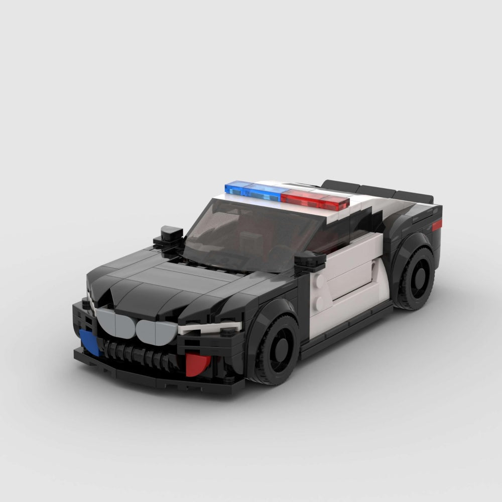 318PCS Police Sports Car Building Blocks, Black & White Cop Vehicle Toy With Light Bar Kit For Kids And Adults,Collectible Police Car Gift