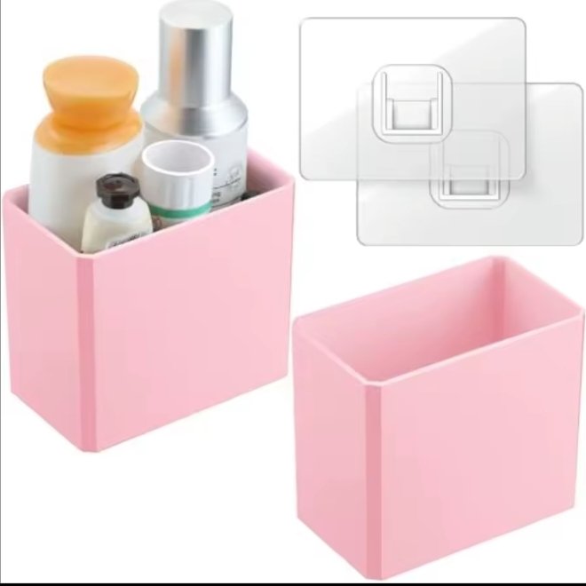 Punch-Free Wall Mounted Bathroom Organizer  Drainable Storage Box