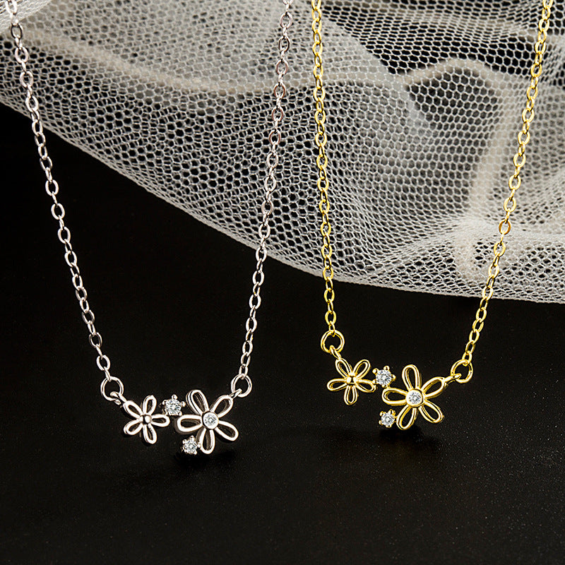 925 Silver Flower Fashion Necklace For Women