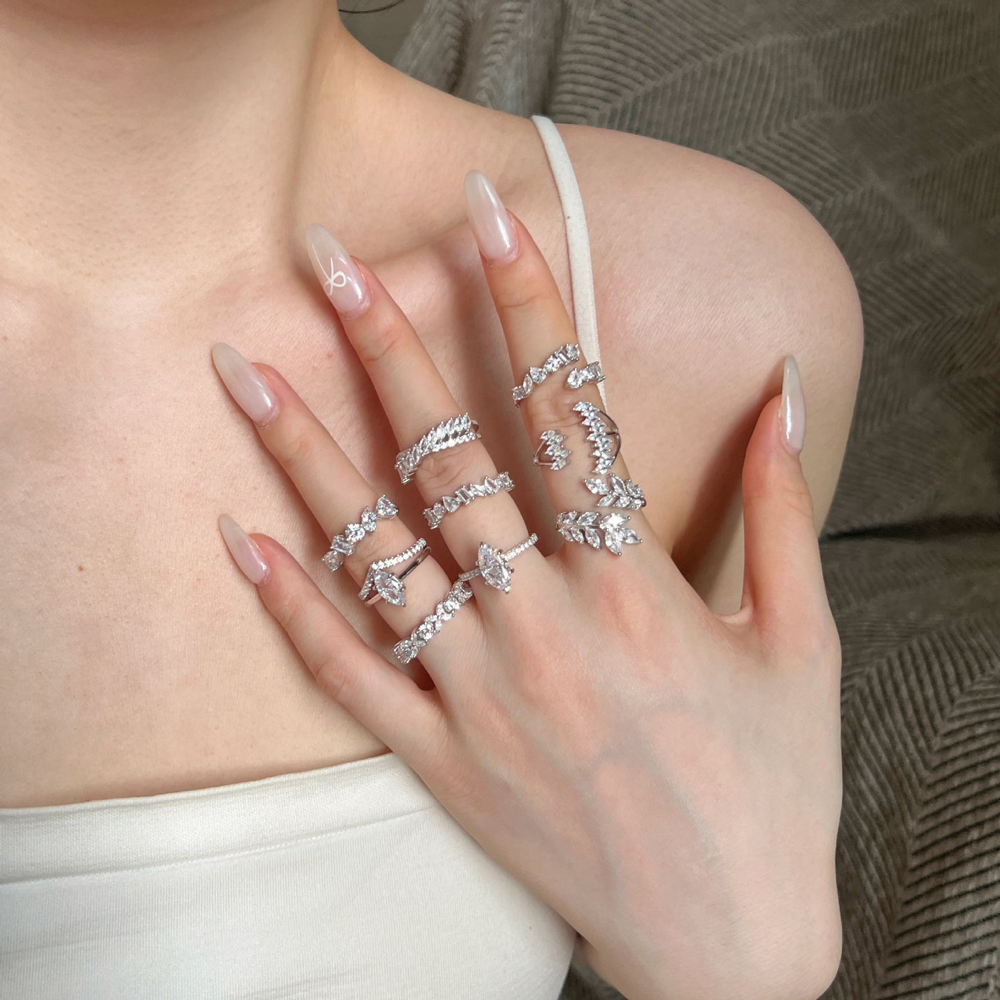 Japanese And Korean-style Light Luxury S925 Sterling Silver Ring Female Rhombus Geometric