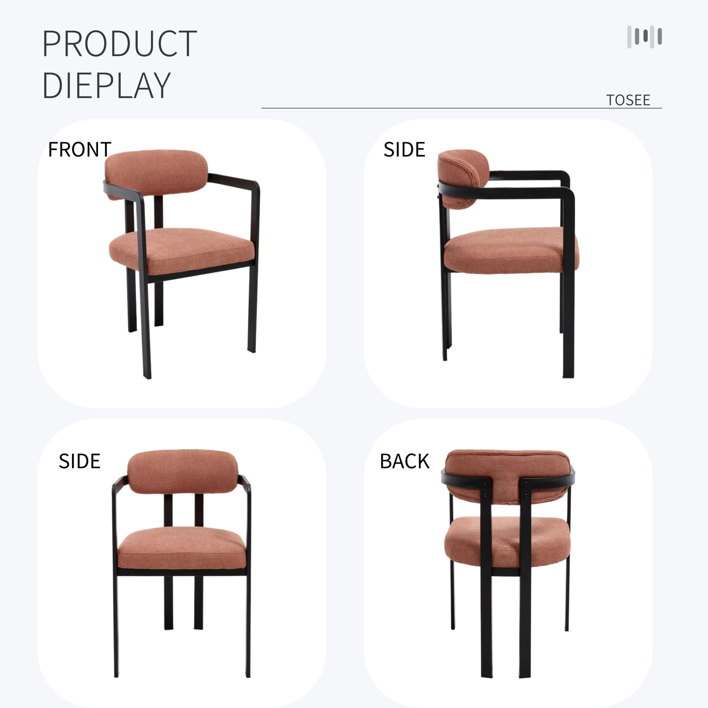 Modern Dining Room Chairs Set Of 2, Mid Century Upholstered Boucle Kitchen Dining Chairs With Black Metal Legs