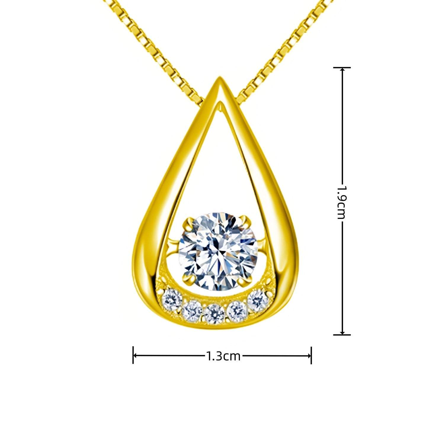 White Gold Plated Drop-shaped Diamond-embedded Smart Pendant Necklace