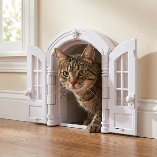 Cat Door Interior Door, Indoor Pet Door With Vintage Double Door Design  Easy Install Kitty Pass Through Door For Bedroom, Fits Cats Up To 20 Lbs