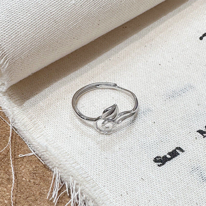 S999 Fine Silver Carved Gourd Ring, New Chinese Style Adjustable Index Finger Ring, Niche Fashion Jewelry For Blessing & Fortune