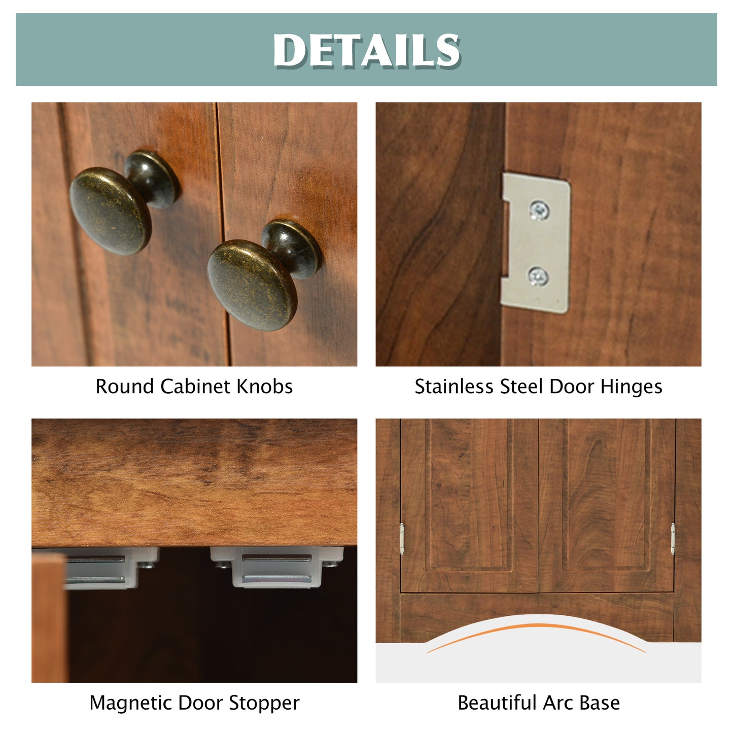 Brown Triangle Bathroom Storage Cabinet With Adjustable Shelves, Freestanding Floor Cabinet For Home Kitchen