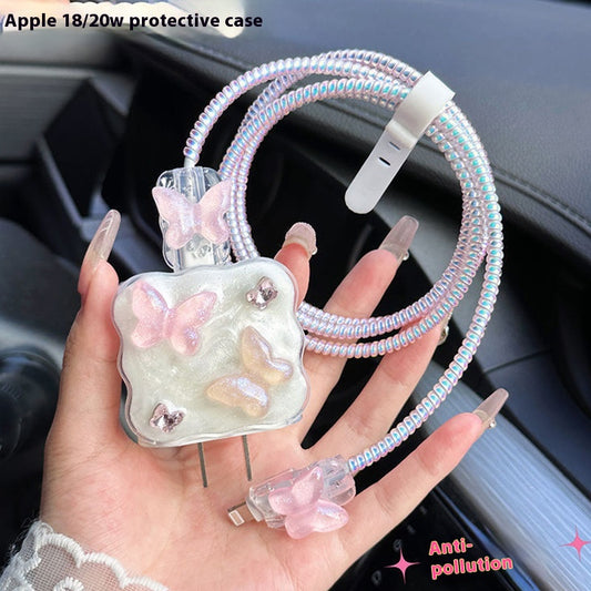 Epoxy Butterfly Wave Charging Plug USB Cable Protection Sleeve