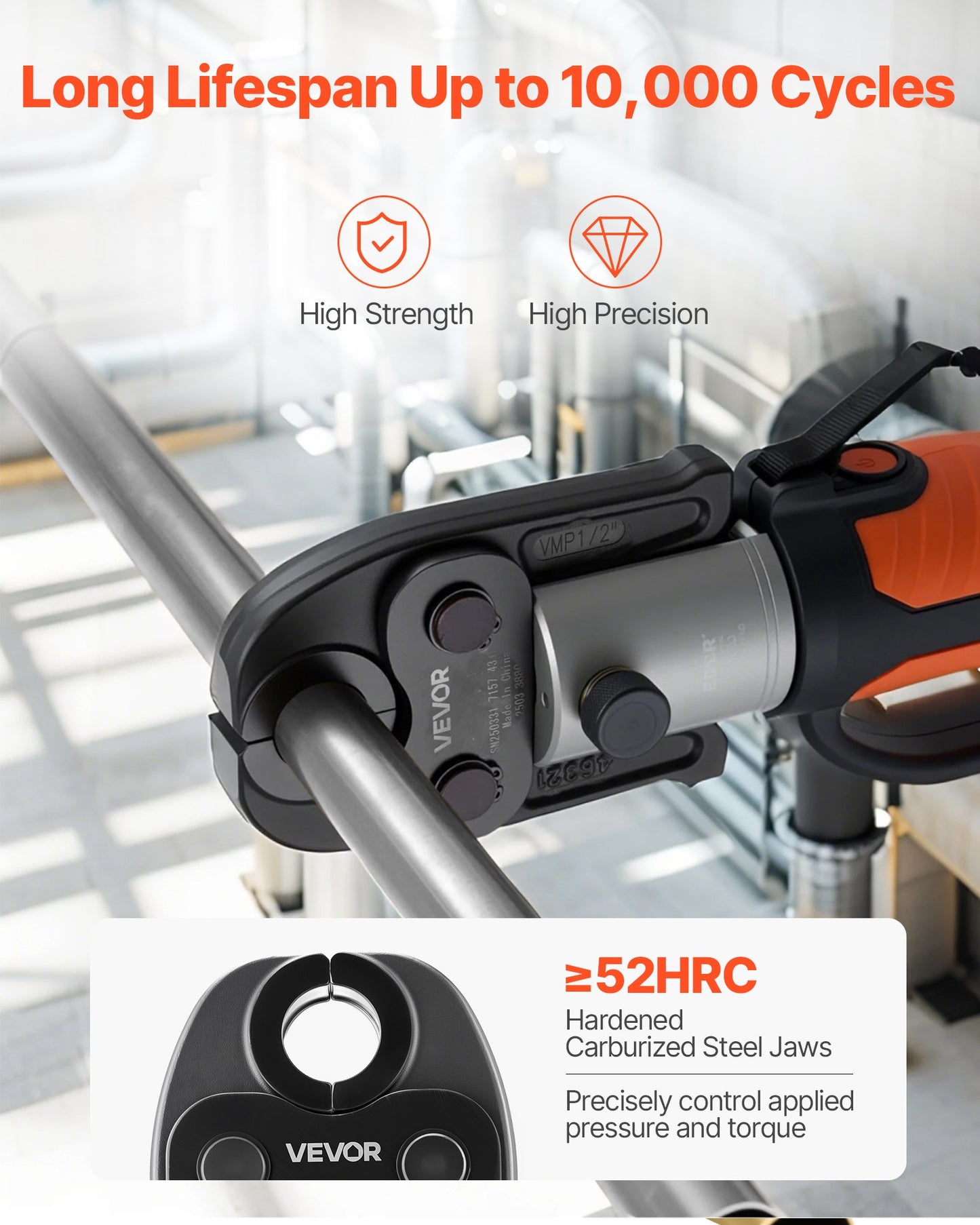 7PCS MegaPress Pressing Kit 1/2" To 2" - 3PCS Press Jaws, 3PCS Press Rings, 1PCS Actuator For MegaPress Carbon Steel Pipes, Compatible With Standard Press Tools - With Case