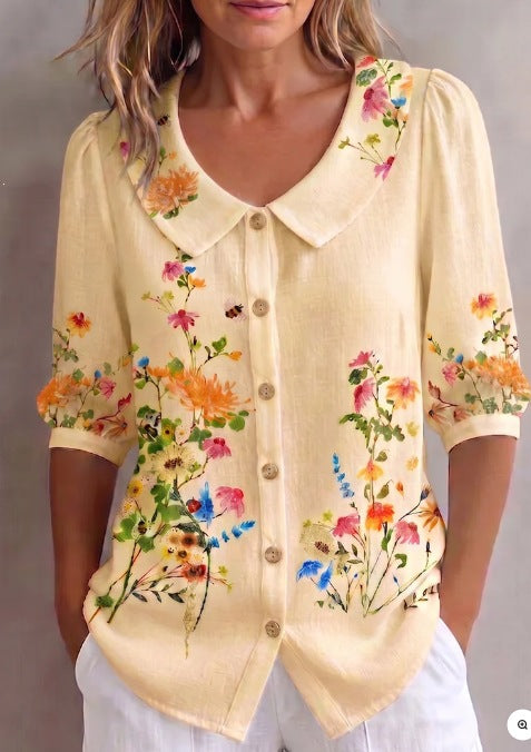 Womens Casual Fashion Printed Short-sleeve Top