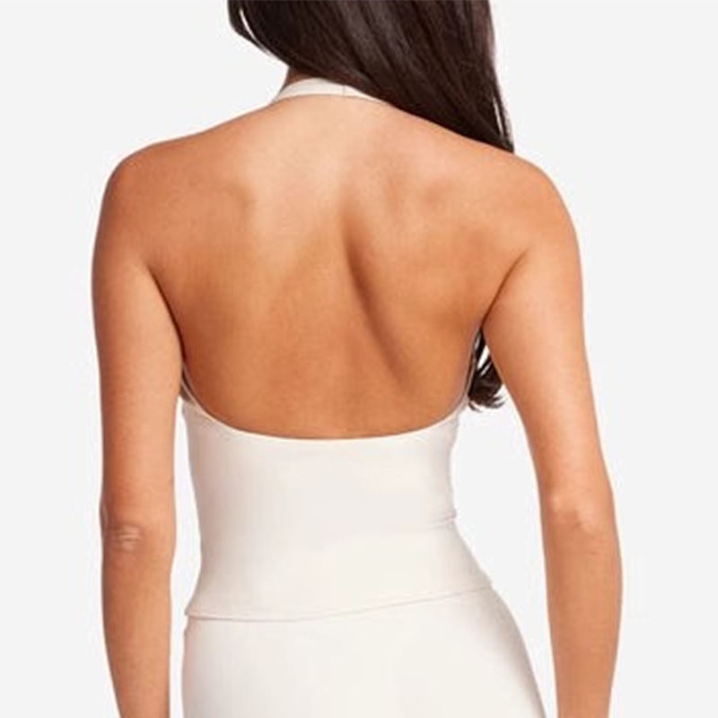 V-neck Crossover Halter-top Yoga Tank With Built-in Bra Padding