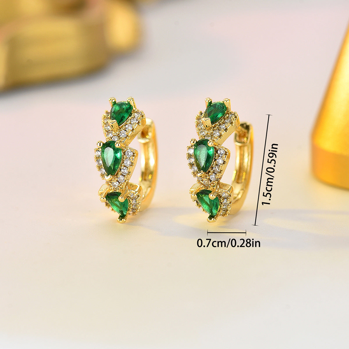 Cross-Border Hot Selling European American Earrings, Geometric Teardrop Hoop Ear Jewelry Inlaid Colorful Cubic Zirconia, Niche Light Luxury Women Ear Accessories