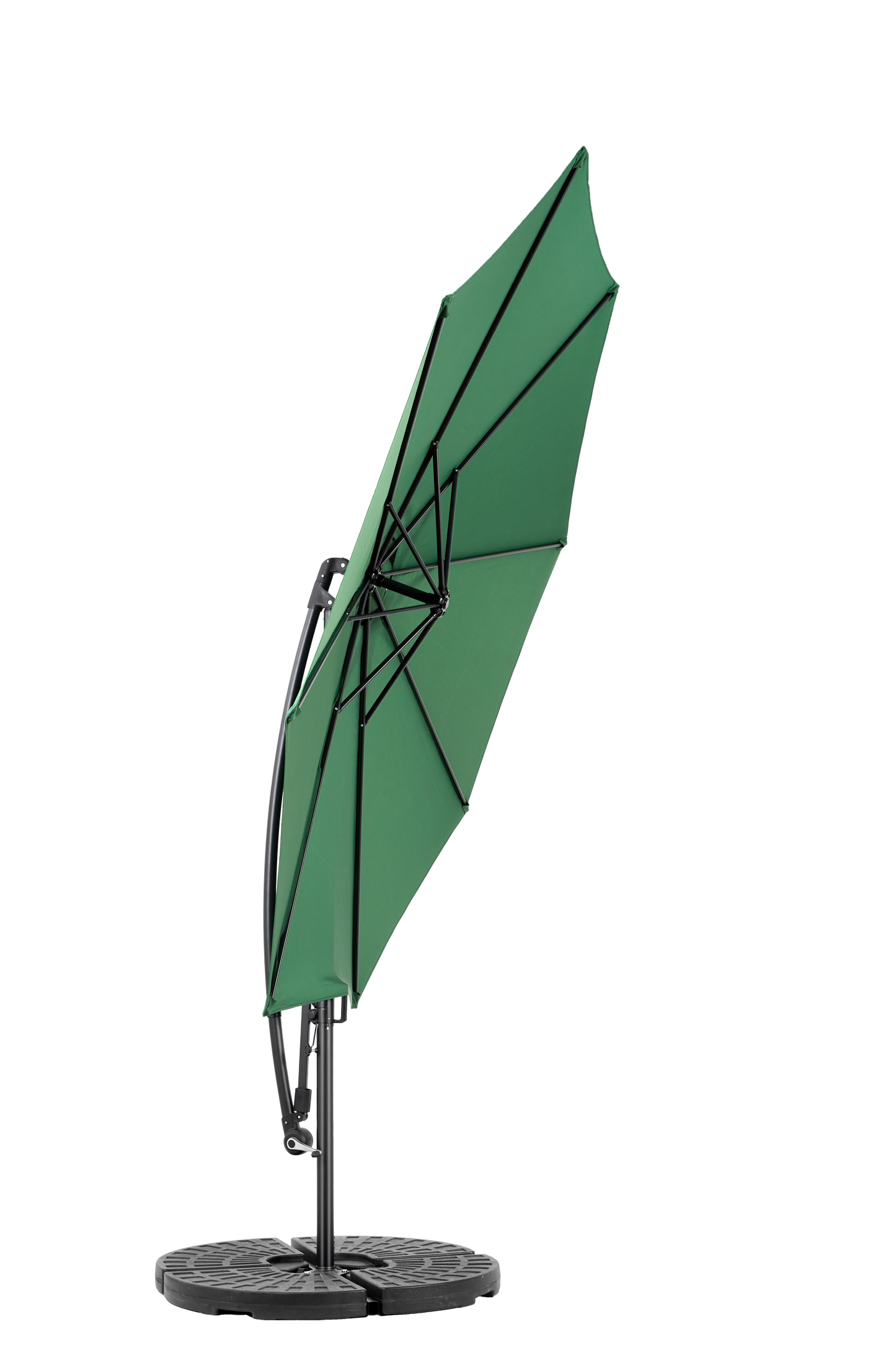 Best Choice Products 10ft Offset Hanging Market Patio Umbrella W-Easy Tilt Adjustment, Polyester Shade, 8 Ribs For Backyard, Poolside -  Dark Green  No Base