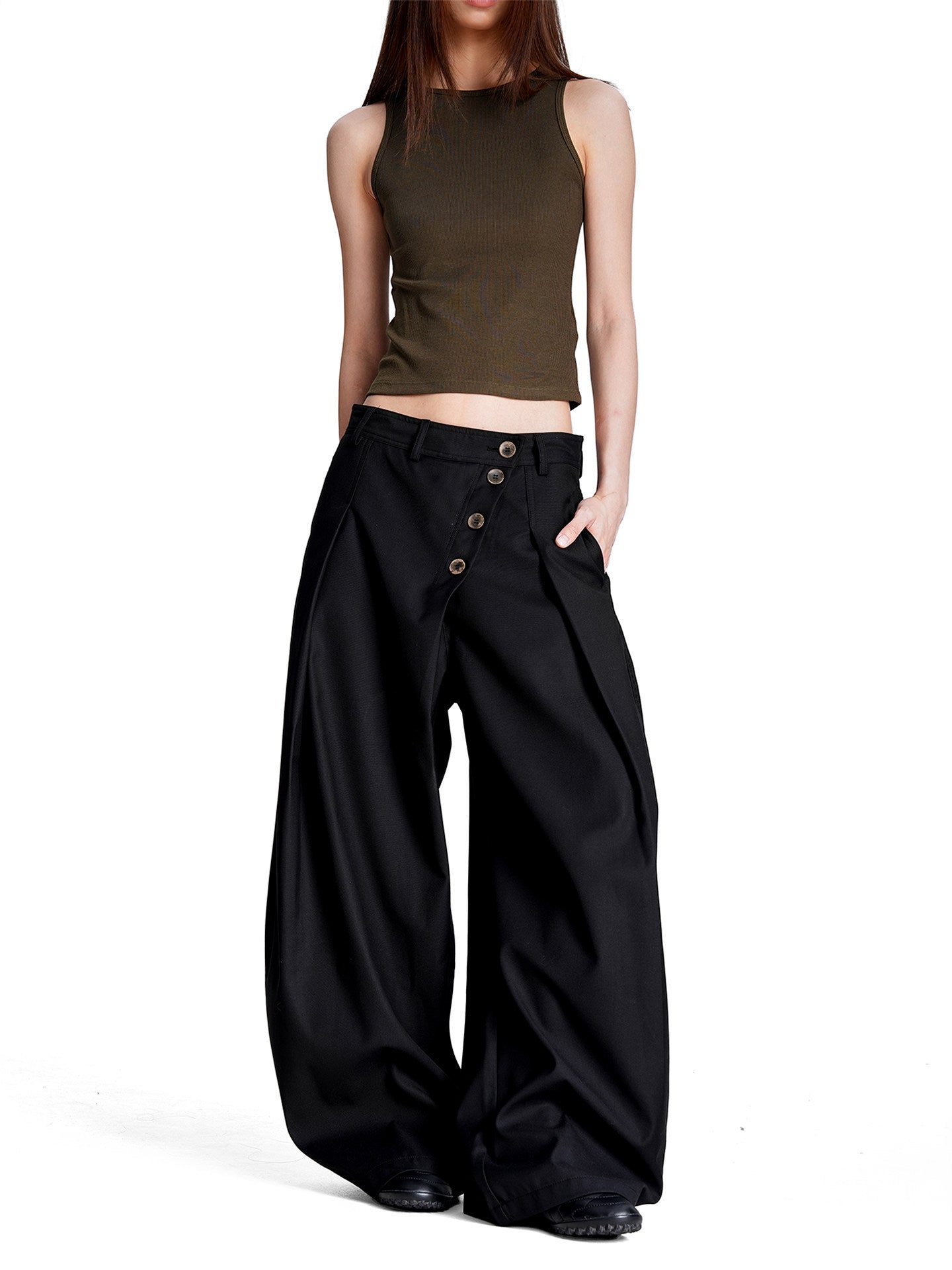 Scimitar Pants Summer New Arrival Vintage Double-breasted Casual Style
