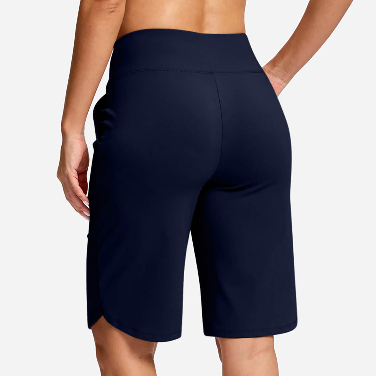 Solid-color Pocketed Tummy-control Workout Yoga Shorts