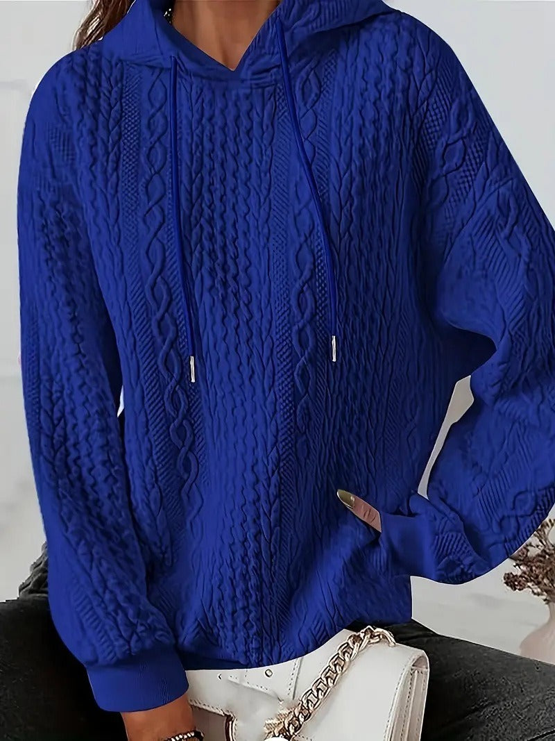 Casual Jacquard Oversized Hooded Long Sleeve Fashion Sweatshirt For Women