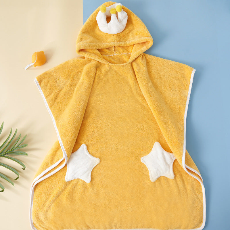 High-density Coral Fleece Absorbent Children's Hooded Cloak Bath Towel Cape
