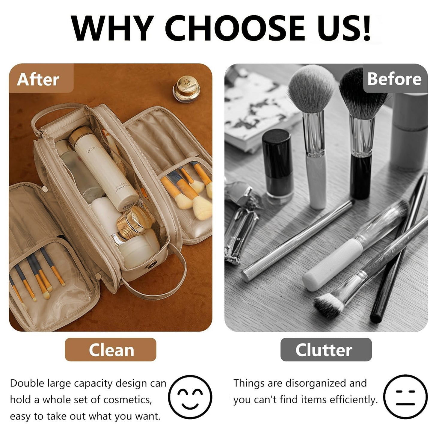 Travel Toiletry Bag For Women Men, Large Travel Toiletry Organizer Makeup Bag, Hanging Cosmetic Bag Kit Leather Skin Care