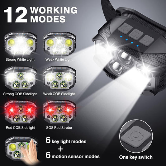 COB LED Red Light Warning USB Smart Charging