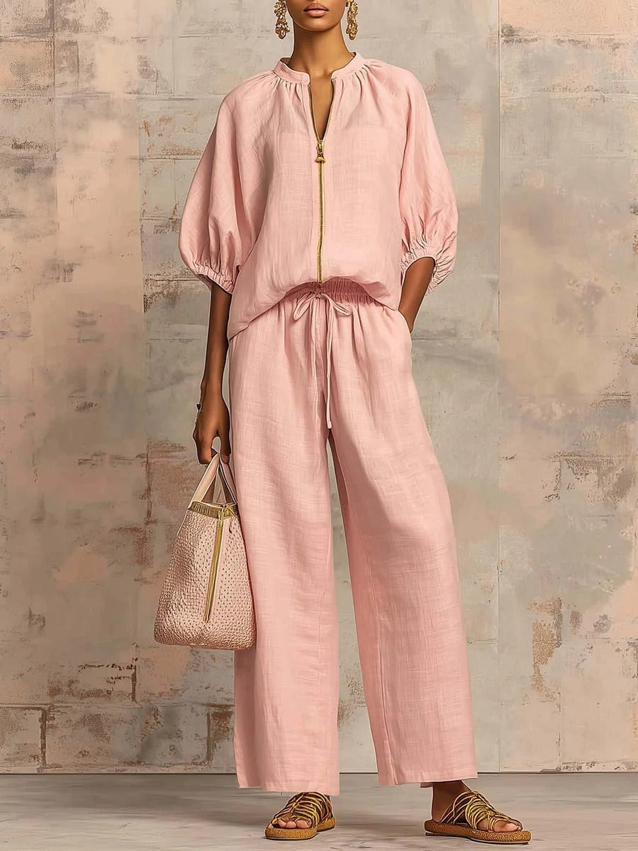 Bestselling Women's Fashion Loose Fit Two-Piece Set, Matching Top And Wide Leg Pants Outfit