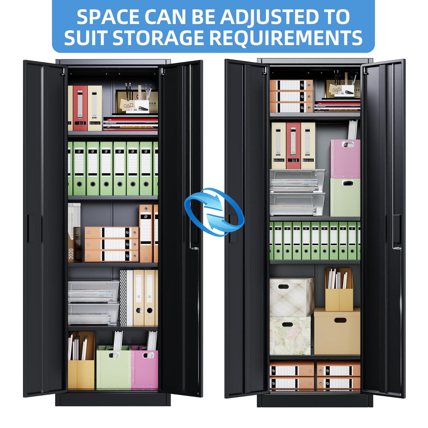 Narrow Metal Garage Storage Cabinet, Lockable Narrow Steel Storage Cabinet With 4 Adjustable Shelves For Garage, Office, Home, Assembly Required, Black