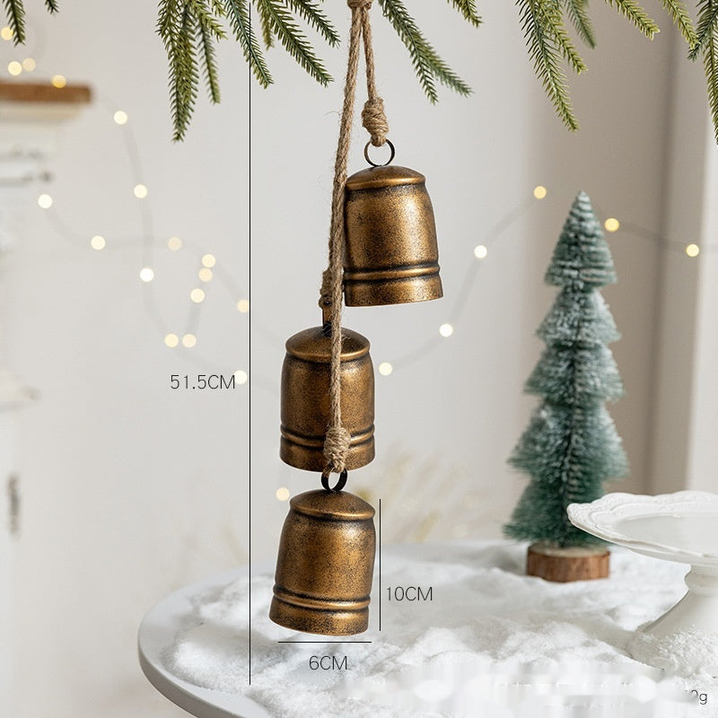 Retro Iron Art Bell Pendant Rattan Garland Accessories