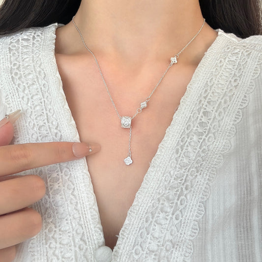 999 Fine Silver Waist Shaped Necklace, Tassel Clavicle Chain, Understated Luxury Fashion Jewelry