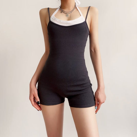 Womens Faux Two-piece Cami Bodysuit That Sculpts The Body And Creates A Slimming Look