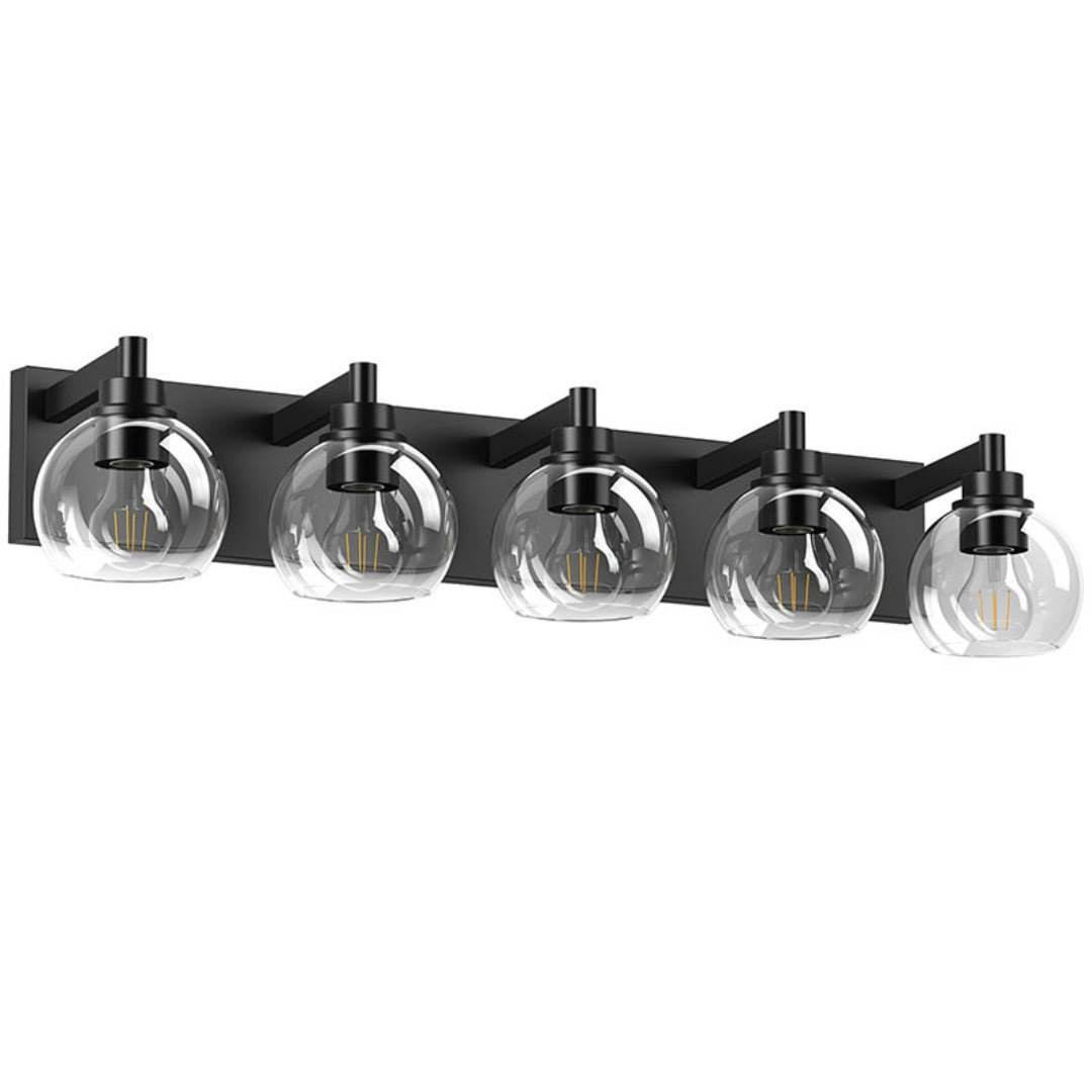 Bathroom Light Fixtures Over Mirror 5-Lights Bathroom Vanity Light With Clear Globe Glass Shade Modern Black Vanity Light Wall Sconce Vanity Lighting For Bath  Bulbs Not Included
