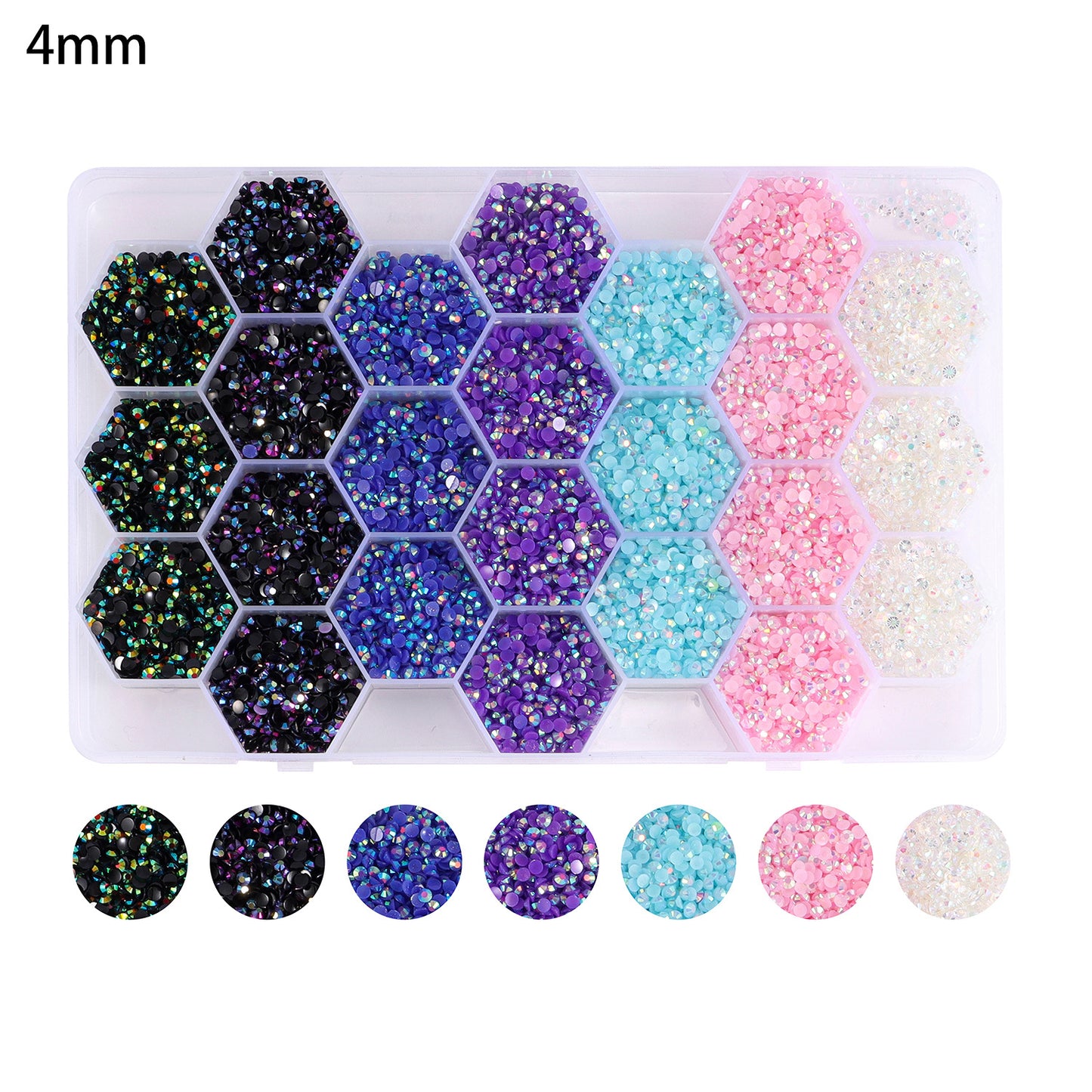 3mm4mm24 Gridsbox Multi-color Resin Drill Nail Beauty DIY Ornament Accessories