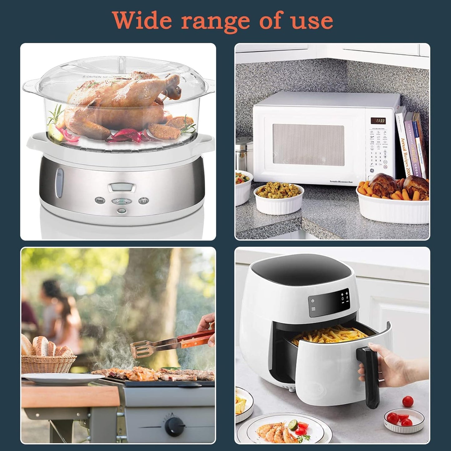 Air Fryer Paper Liners Disposable - 9in-23cm 100Pcs Air Fryer Parchment Paper Liners Square, Unbleached Perforated Parchment Paper Sheets For Air Fryer Accessories
