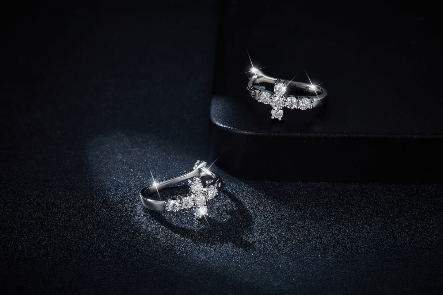 S925 Sterling Silver Cross Hoop Earrings For Women  Moissanite Christian Jewelry With GRA Certificate Platinum Plated Gift Box Set