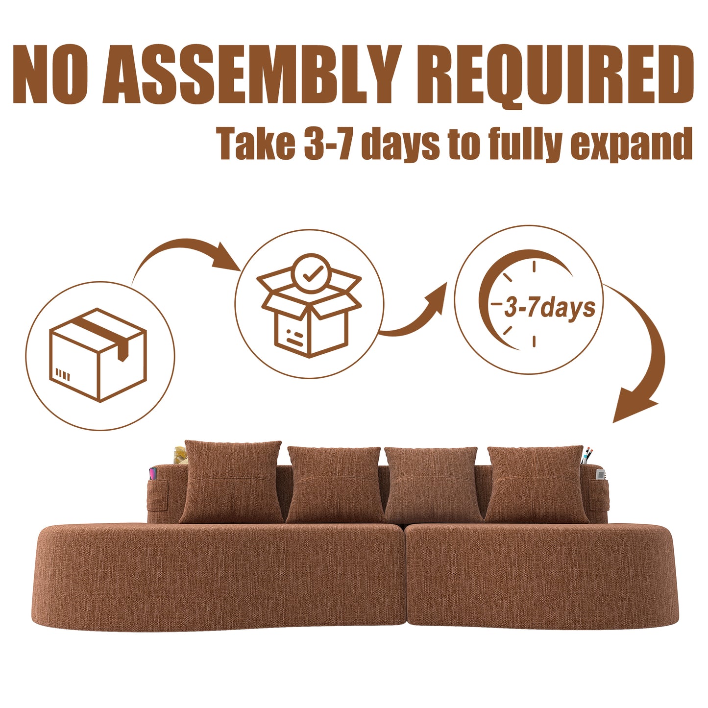 Modern Curved Sectional 3 Seat Minimalist Elegant Half Moon Sofa Compressed Modular Sectional Sofa For Living Room, Office, Apartment