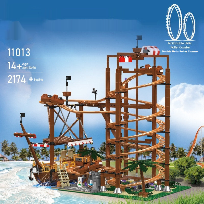 Park Roller Coaster Assembled Model Building Blocks Toys