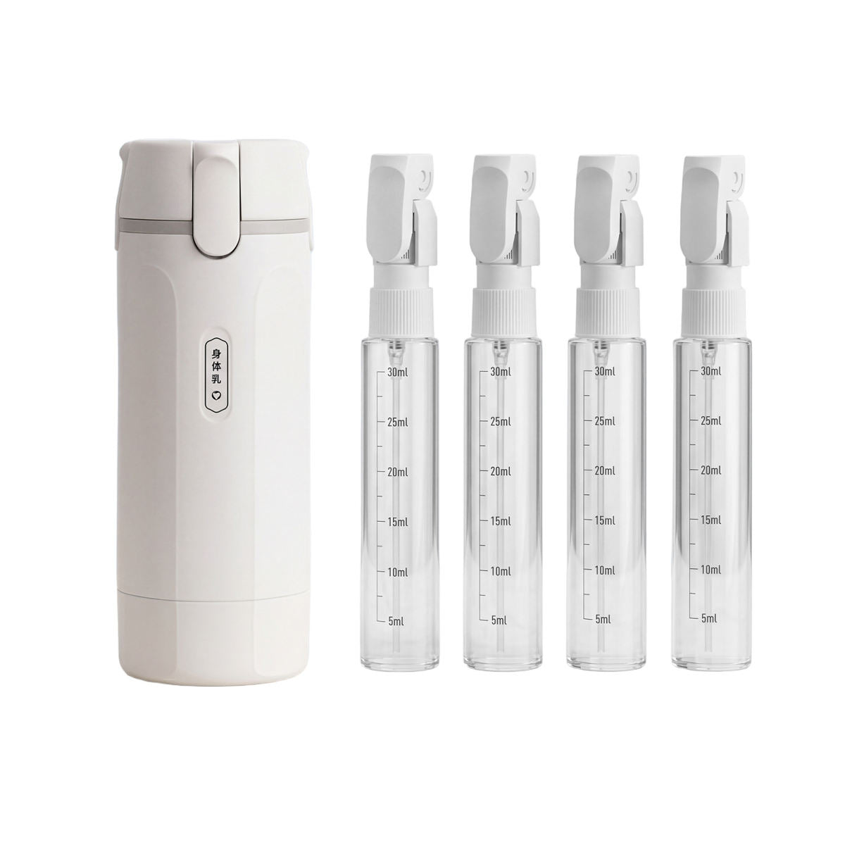 Stilruhe 4-in-1 Travel Bottle, White Integrated Storage, Leak-proof, With Gradients For Convenient Storage