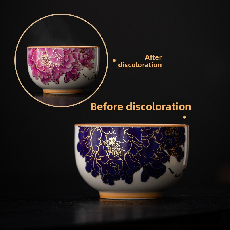 Emperature-sensitive Color-changing Ceramic Tea Cup Gift Box Set, Single Color-changing Tea Cup Gift Box
