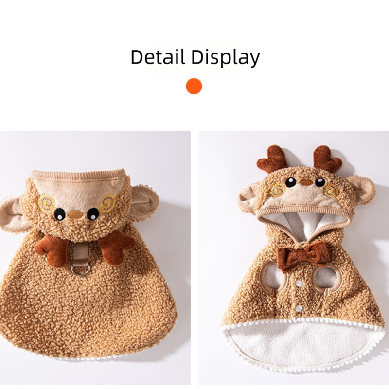 Cat Autumn And Winter Christmas Warm Thickened Reindeer Cape Small Dog Halloween Funny Pet Clothes