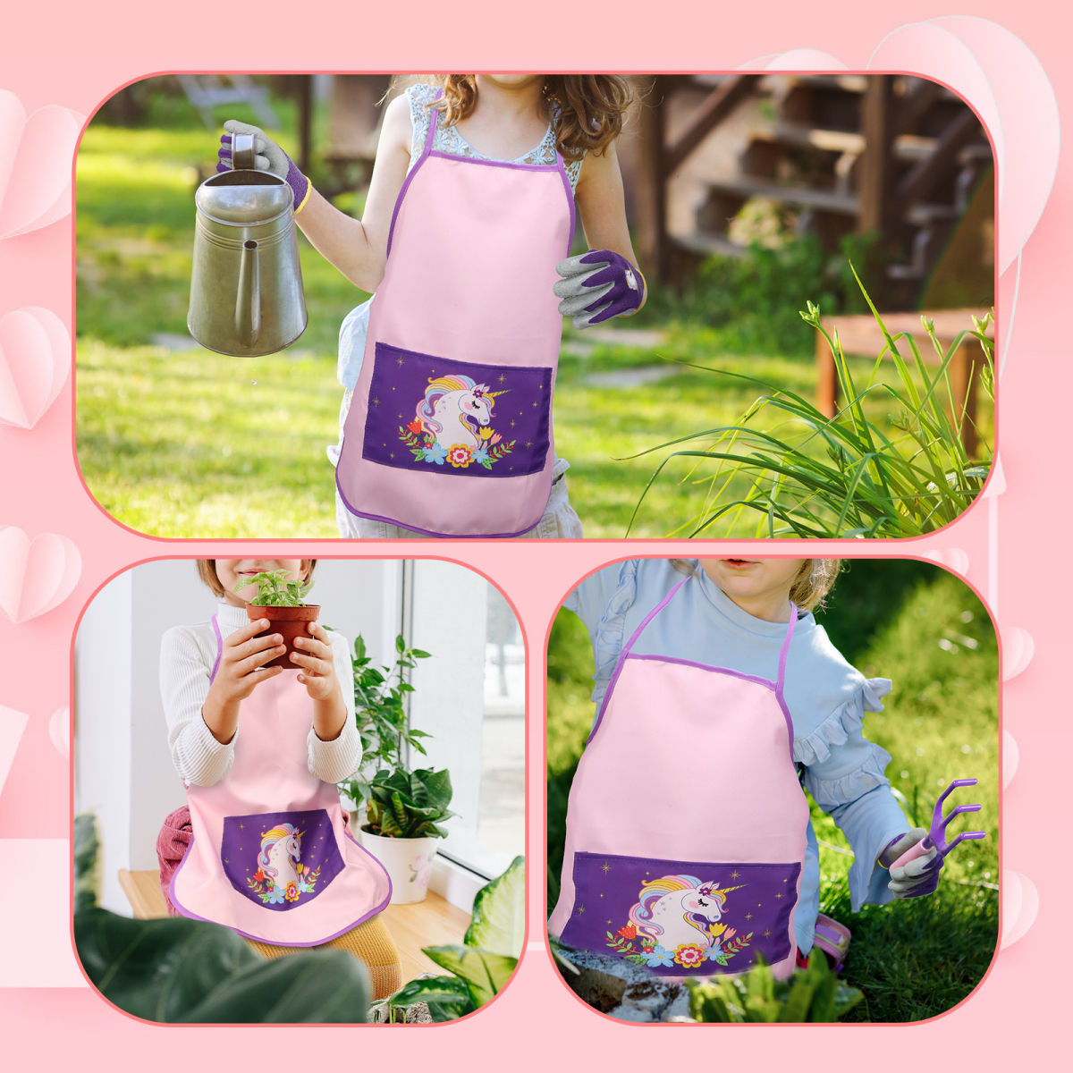 Unicorn Gardening Tool Set With Apron, 4-Piece Set, Gloves & Shovels, Magical Gardening Accessories For Party Decor, Theme Parties, Garden Parties, Planting Flowers, And Potting Herbs—Party Gifts